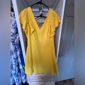 A New Day Ruffle Sleeve Linen Dress